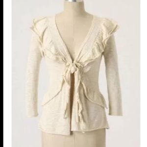 Moth Windy Dunes Ruffle Tie Cardigan Sweater Small
